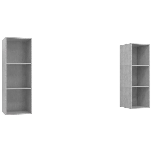 vidaXL TV Cabinet Set of 2 Concrete Grey Engineered Wood Wall Mounting