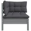 vidaXL Garden Corner Sofa Grey Solid pinewood 25.0 in x 25.0 in x 24.6 in