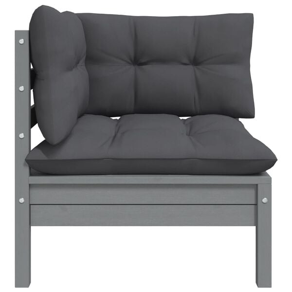 vidaXL Garden Corner Sofa Grey Solid pinewood 25.0 in x 25.0 in x 24.6 in