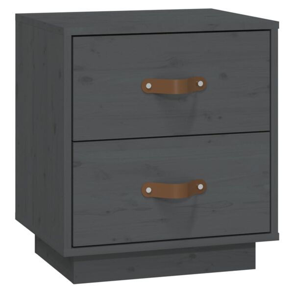 vidaXL Bedside Cabinet Grey Solid pine wood Small Bedside Cabinet
