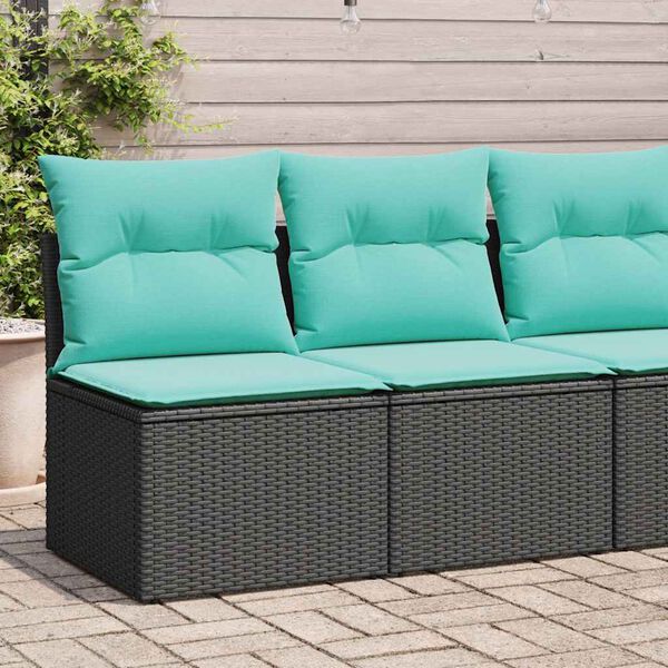 vidaXL Garden Sofa Set Black Poly Rattan 2 Seater Modular