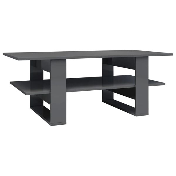 vidaXL Coffee Table High Gloss Gray 43.3"x21.7"x16.5" Engineered Wood