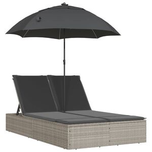 vidaXL Double Sun Lounger Light Grey PE rattan Double