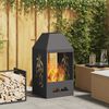 vidaXL Fire Pit Black 19.69 x 19.69 x 39.37 in Steel