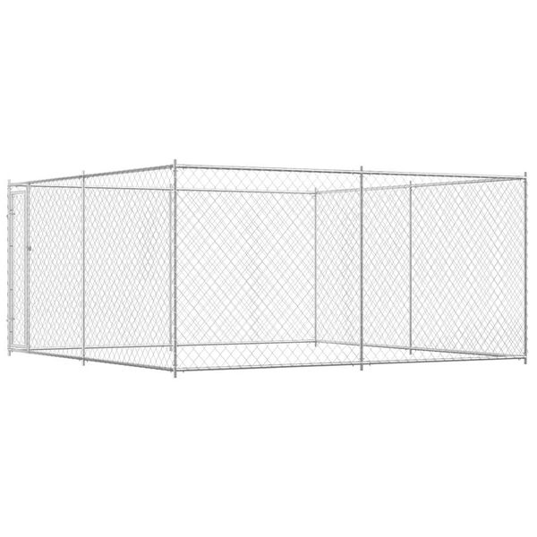 vidaXL Dog Kennel Galvanized Steel 150.8 x 150.8 in Durable Dog Kennel