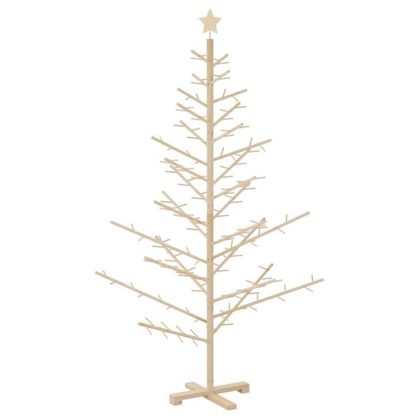 vidaXL Wooden Christmas Tree with Stand Natural 70.9" Solid pine wood