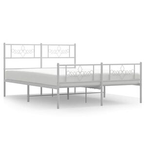 vidaXL Bed Frame White Powder-Coated Steel Double Bed Frame