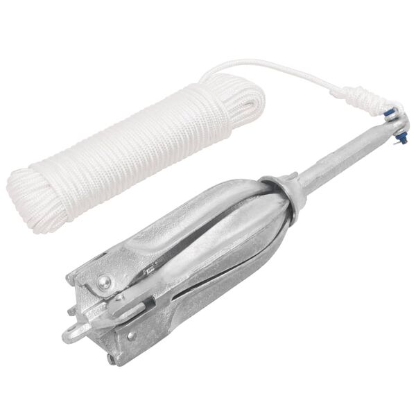 vidaXL Folding Anchor with Rope Silver 26.5 lb Hot Dip Galvanized Cast Iron