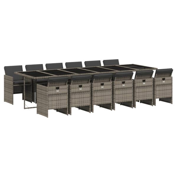 vidaXL Patio Dining Set Set of 12 Grey