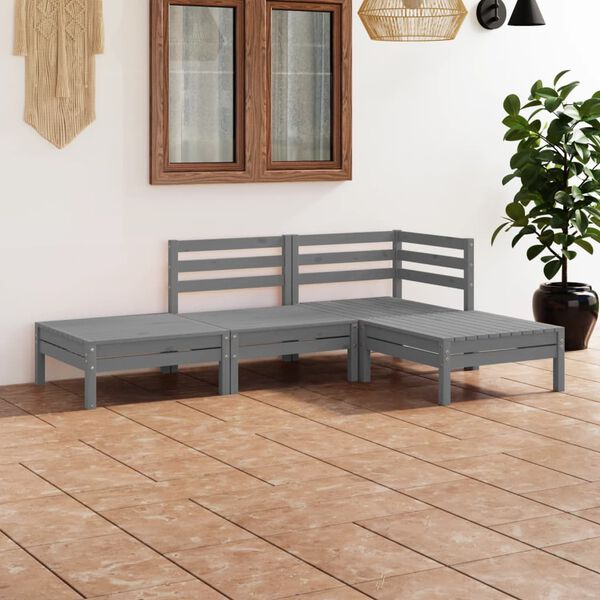 vidaXL Garden Lounge Set Grey Solid pinewood Medium Modular