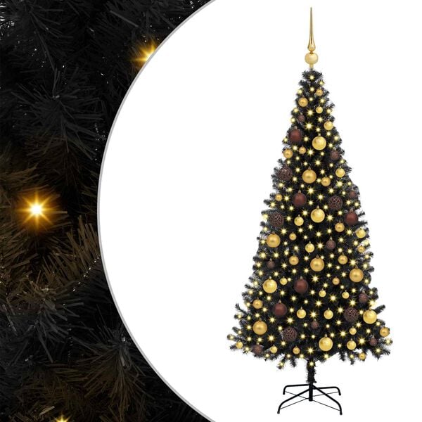 vidaXL Christmas Tree with 300 LEDs with Stand Black 70.9" PVC
