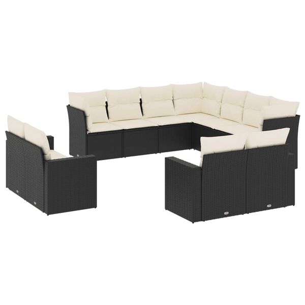 vidaXL Garden Sofa Set Black and Cream