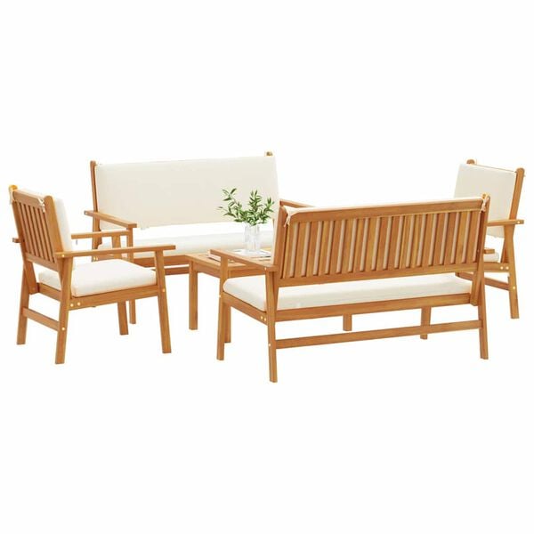 vidaXL Garden Sofa Set with Cushion 5 pcs Brown Solid Acacia wood