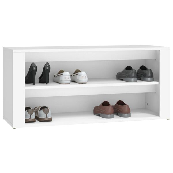 vidaXL Shoe Rack White Engineered Wood 39.4x13.8x17.7 in Shoe Rack