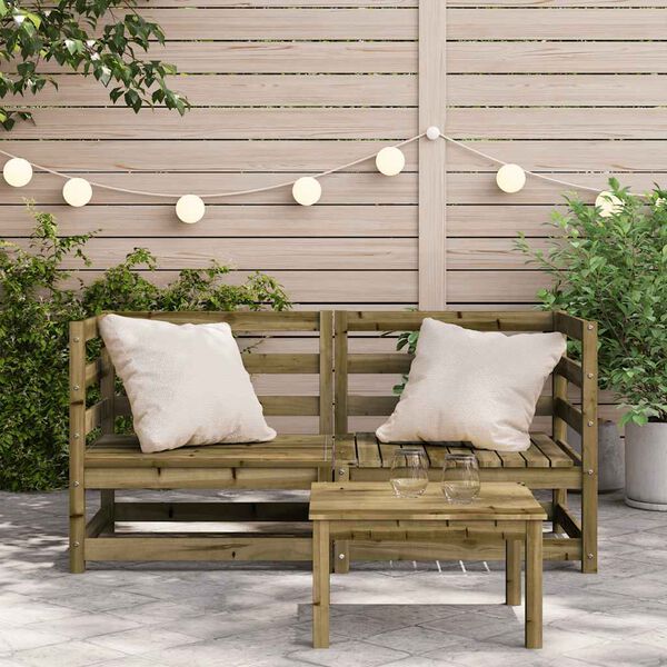vidaXL Garden Sofa Natural Pine Impregnated Pine Wood Standard Modular