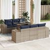 vidaXL 7 Piece Patio Sofa Set with Cushions Gray Poly Rattan Acacia
