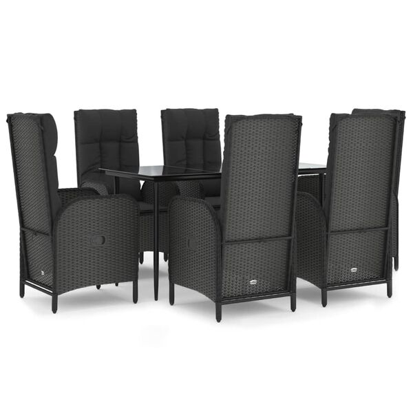 vidaXL Patio Dining Set Black PE Rattan Large Garden Dining Set