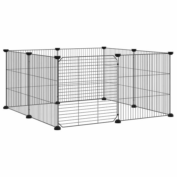 vidaXL Pet Cage Black Powder-Coated Steel 13.8x13.8 in Panels