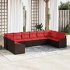 vidaXL Sofa Set with Cushion 10 pcs Brown Poly Rattan
