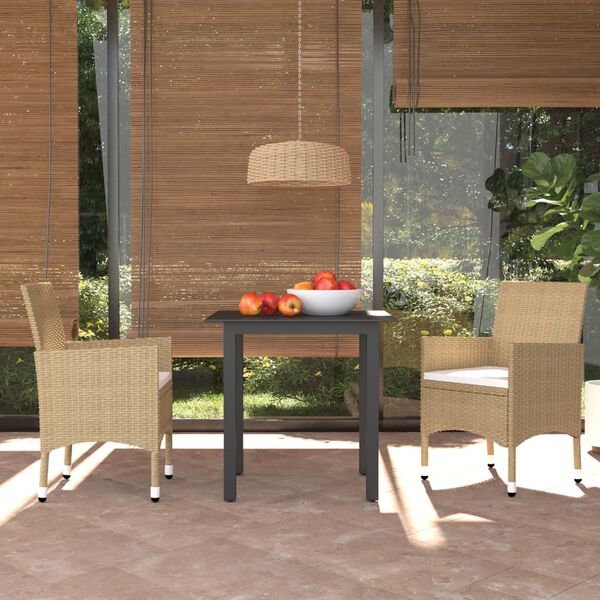 vidaXL Dining Set Beige Poly Rattan Medium Lightweight Dining Set