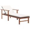 vidaXL Sunlounger Black, Cream White Poly Rattan, Acacia Wood, Polyester