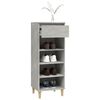 vidaXL Shoe Cabinet Concrete Grey Engineered Wood, Solid Eucalyptus Wood