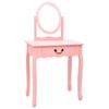 vidaXL Dressing Table with Stool Pink 25.6x14.2x50.4" Paulownia Wood MDF