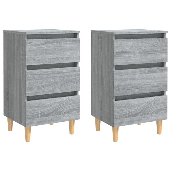 vidaXL Bed Cabinet Set of 2 Grey Sonoma