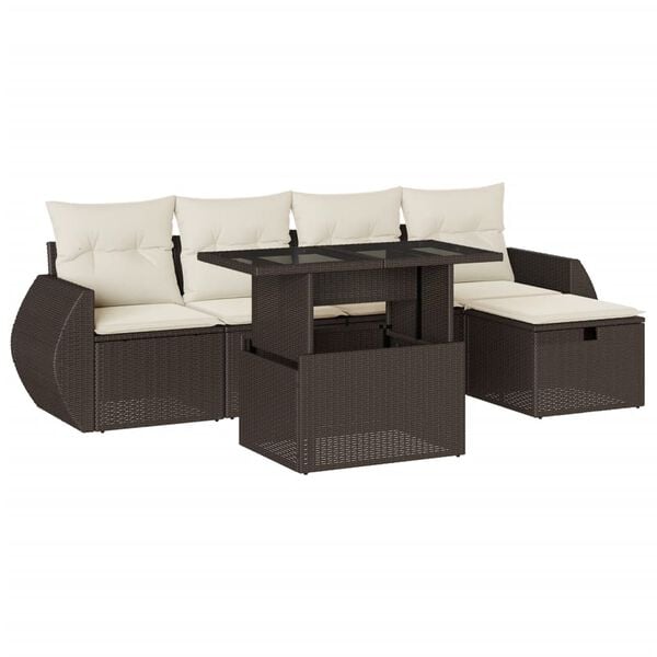 vidaXL Garden Sofa Set Brown, Cream White