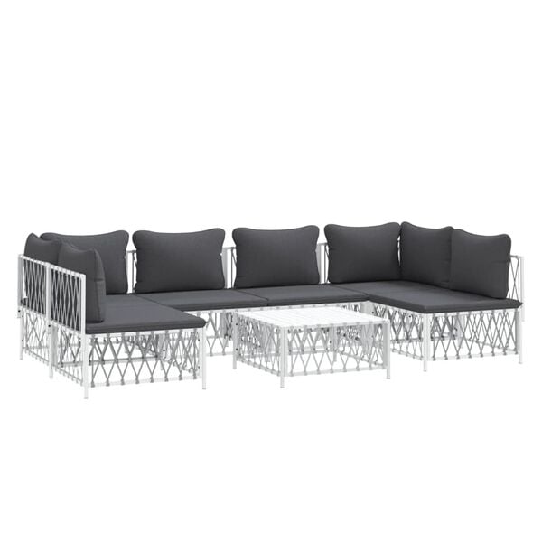 vidaXL Garden Lounge Set White and Dark Grey