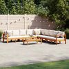 vidaXL Patio Sofa Set Cream white cushions, natural acacia wood