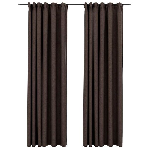 vidaXL Linen-Look Blackout Curtains with Hooks 2 pcs Taupe 55.1x96.5"