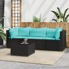 vidaXL Patio Lounge Set Black PE Rattan, Powder-Coated Steel, Tempered Glass