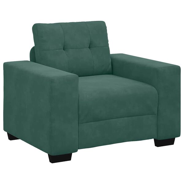 vidaXL Sofa 3 pcs Dark Green Linen-blend Fabric