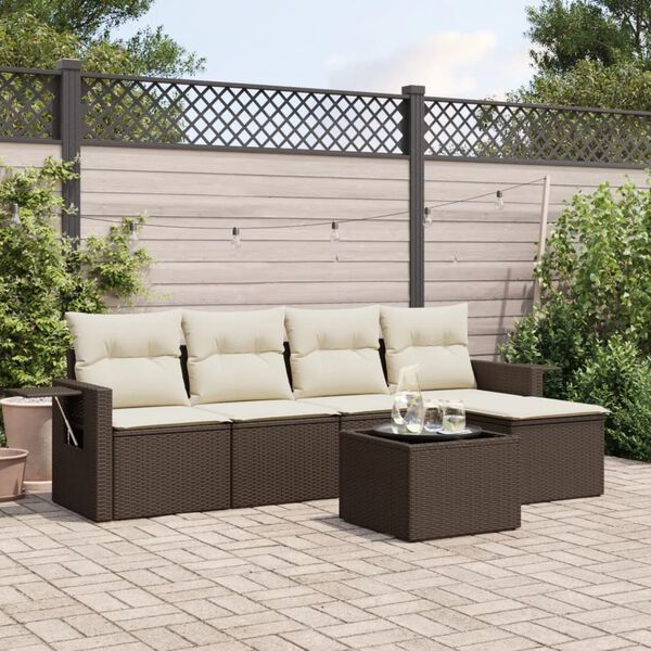 vidaXL Garden Sofa Set Brown