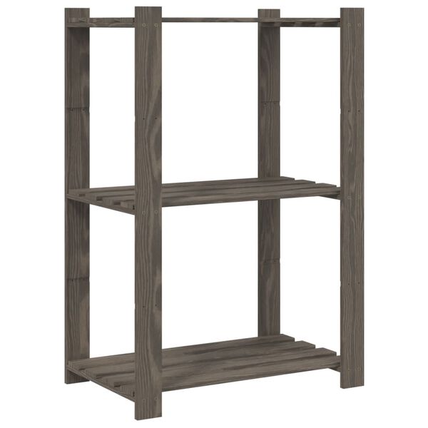 vidaXL 3-Tier Storage Rack Grey 23.6x15.0x35.4" Solid Wood Pine
