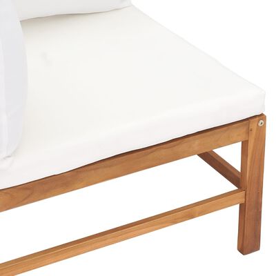 vidaXL 2-Seater Patio Sofa with Cream Cushions Solid Teak Wood