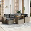 vidaXL Garden Sofa Set Grey PE rattan 7 Piece Set Adjustable Armrests