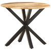 vidaXL Side Table Natural wood, Black Solid mango wood, Powder-coated iron