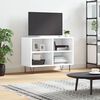 vidaXL TV Cabinet High Gloss White Engineered Wood, Iron TV Cabinet
