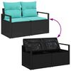 vidaXL Sofa Set with Cushion 8 pcs Black and Turquoise Poly Rattan
