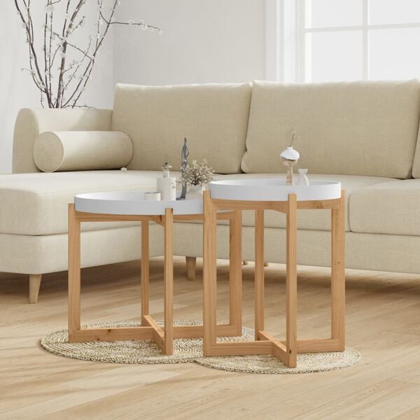vidaXL Coffee Table White Engineered wood, Solid pine wood Small Durable