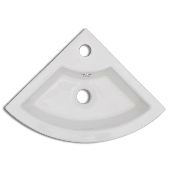 Bathroom Sink Basin Ceramic Corner White