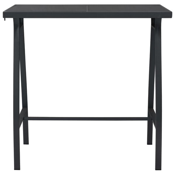 vidaXL Garden Bar Table Black and dark gray Tempered glass, steel