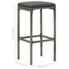 vidaXL Bar Stool Set of 2 Gray Steel Standard Footrest Bar Stool