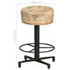 vidaXL Bar Stool Set of 2 Natural Mango Wood, Black Iron