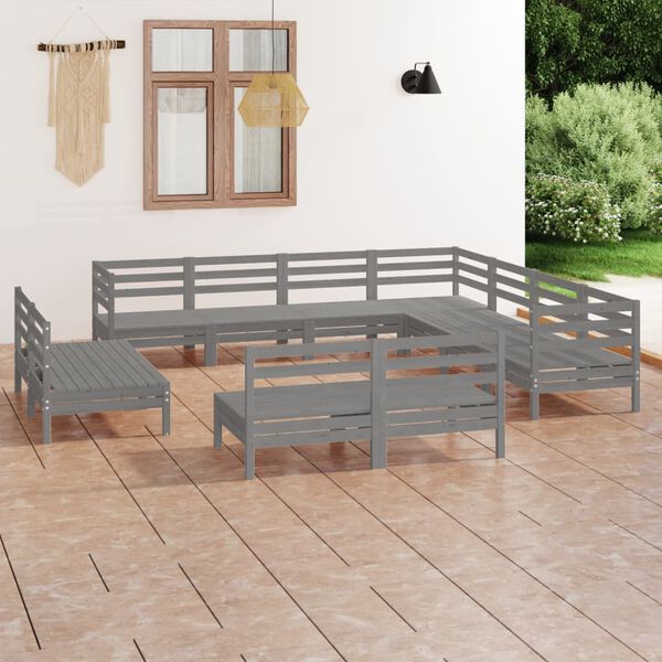 vidaXL Garden Lounge Set Grey Solid pinewood Medium Modular