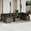vidaXL Garden Sofa Set Gray PE rattan Large Adjustable Armrests