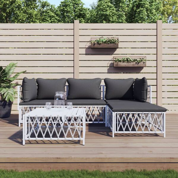 vidaXL Garden Lounge Set White, Dark Grey