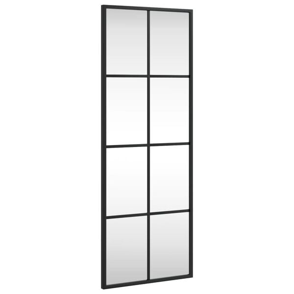 vidaXL Wall Mirror Black Glass 11.8 x 31.5 in Wall mounting